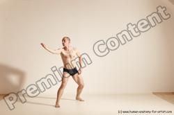 Underwear Gymnastic poses Man White Slim Bald Dancing Dynamic poses Academic